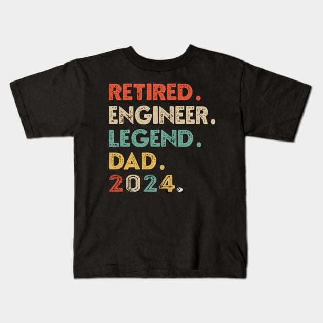 ENGINEER Retired 2024 Dad Legend Retirement Retro Tee Kids T-Shirt by NIKA13